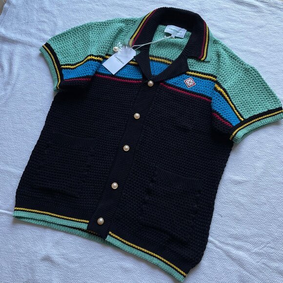 Casablanca Men Crochet Tennis Shirt XLarge Size - Picture 3 of 8